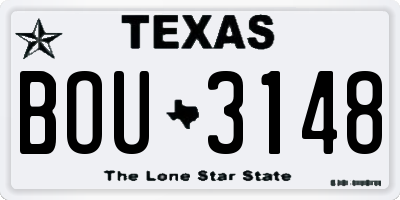 TX license plate BOU3148