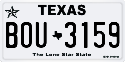 TX license plate BOU3159