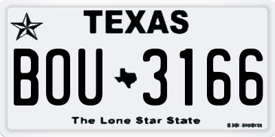 TX license plate BOU3166
