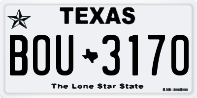 TX license plate BOU3170