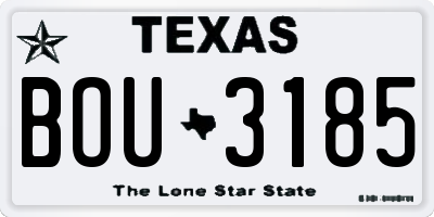 TX license plate BOU3185