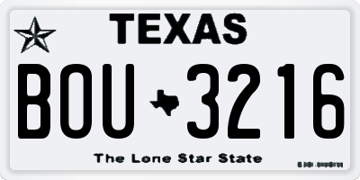 TX license plate BOU3216