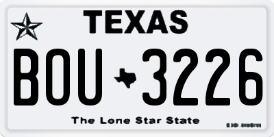 TX license plate BOU3226