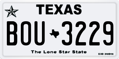TX license plate BOU3229