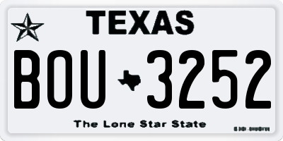 TX license plate BOU3252