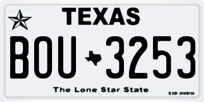 TX license plate BOU3253