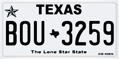 TX license plate BOU3259