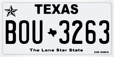 TX license plate BOU3263