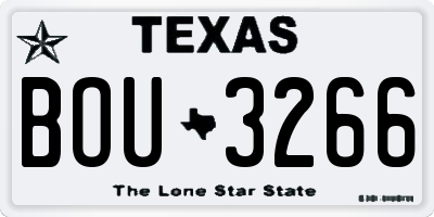 TX license plate BOU3266