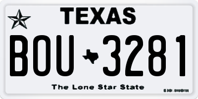 TX license plate BOU3281