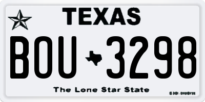 TX license plate BOU3298