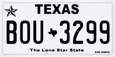 TX license plate BOU3299