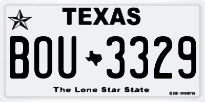 TX license plate BOU3329