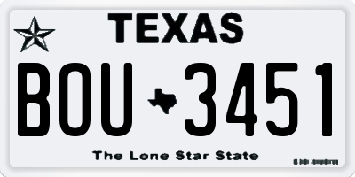 TX license plate BOU3451