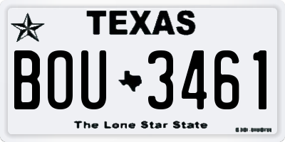 TX license plate BOU3461