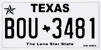 TX license plate BOU3481