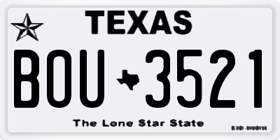 TX license plate BOU3521