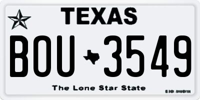 TX license plate BOU3549