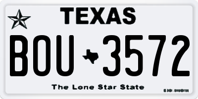 TX license plate BOU3572