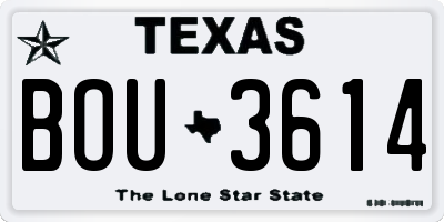 TX license plate BOU3614