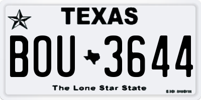 TX license plate BOU3644