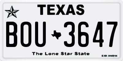 TX license plate BOU3647