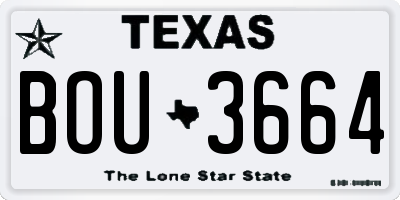 TX license plate BOU3664