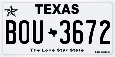 TX license plate BOU3672