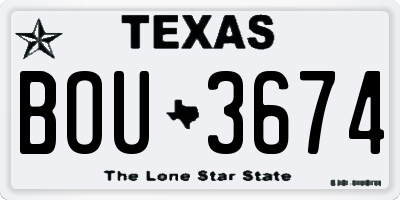 TX license plate BOU3674