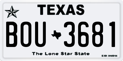 TX license plate BOU3681