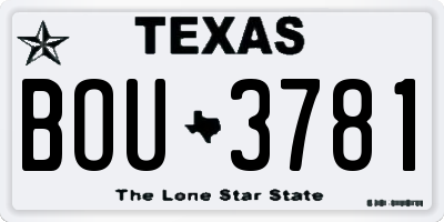 TX license plate BOU3781
