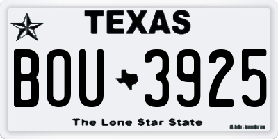 TX license plate BOU3925