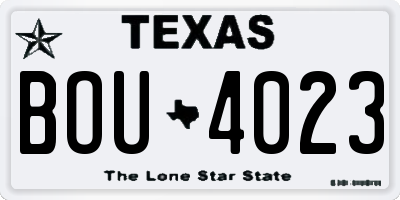 TX license plate BOU4023