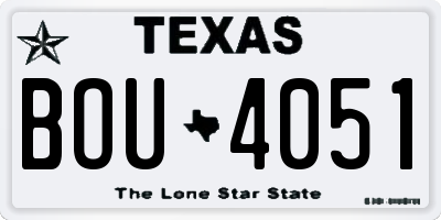 TX license plate BOU4051