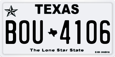 TX license plate BOU4106
