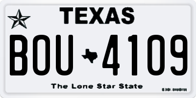 TX license plate BOU4109