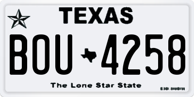 TX license plate BOU4258