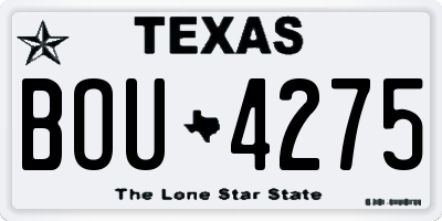 TX license plate BOU4275