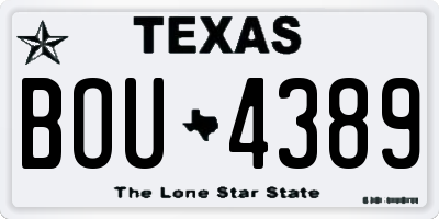 TX license plate BOU4389