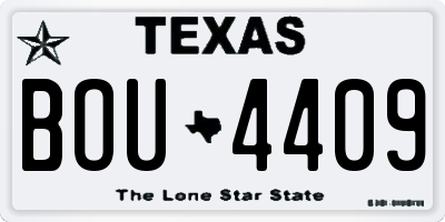 TX license plate BOU4409