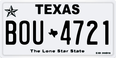 TX license plate BOU4721
