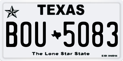 TX license plate BOU5083