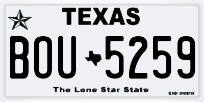 TX license plate BOU5259