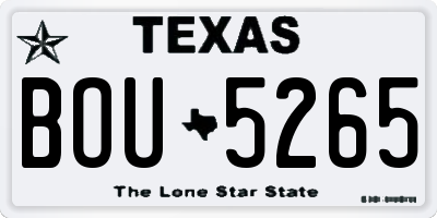 TX license plate BOU5265
