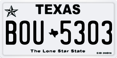TX license plate BOU5303