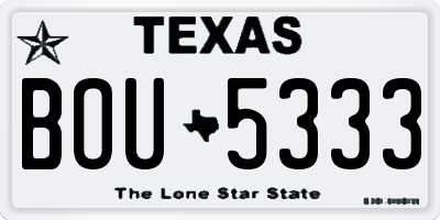 TX license plate BOU5333