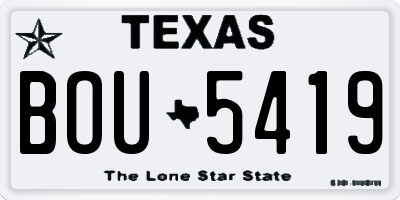 TX license plate BOU5419