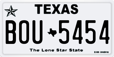 TX license plate BOU5454