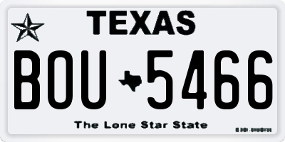 TX license plate BOU5466