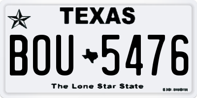 TX license plate BOU5476